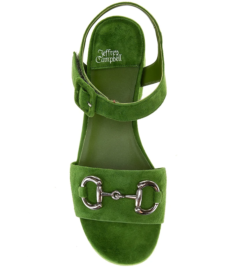 Jeffrey Campbell Timeless Suede Block Heel Platform Bit Buckle Sandals