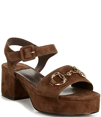 Jeffrey Campbell Timeless Suede Block Heel Platform Bit Buckle Sandals