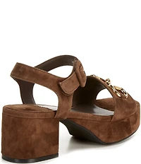 Jeffrey Campbell Timeless Suede Block Heel Platform Bit Buckle Sandals