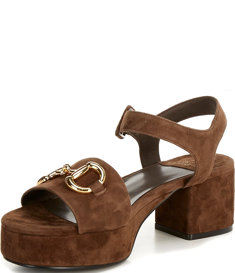 Jeffrey Campbell Timeless Suede Block Heel Platform Bit Buckle Sandals