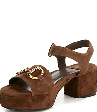 Jeffrey Campbell Timeless Suede Block Heel Platform Bit Buckle Sandals