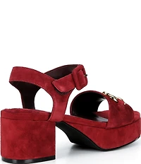 Jeffrey Campbell Timeless Suede Block Heel Platform Bit Buckle Sandals