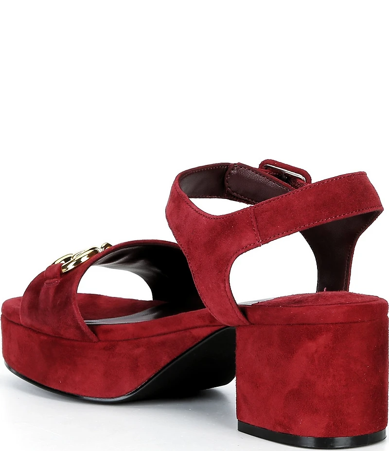 Jeffrey Campbell Timeless Suede Block Heel Platform Bit Buckle Sandals