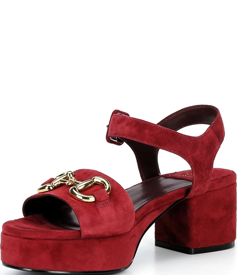 Jeffrey Campbell Timeless Suede Block Heel Platform Bit Buckle Sandals
