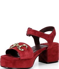 Jeffrey Campbell Timeless Suede Block Heel Platform Bit Buckle Sandals