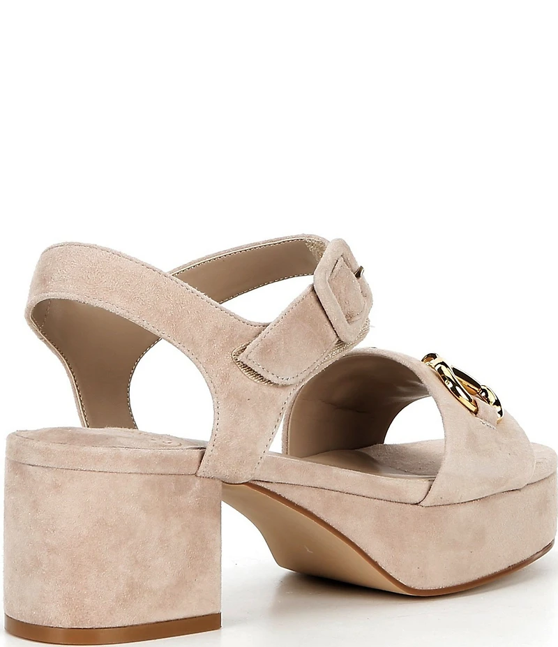Jeffrey Campbell Timeless Suede Block Heel Platform Bit Buckle Sandals
