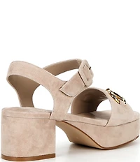 Jeffrey Campbell Timeless Suede Block Heel Platform Bit Buckle Sandals