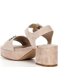 Jeffrey Campbell Timeless Suede Block Heel Platform Bit Buckle Sandals