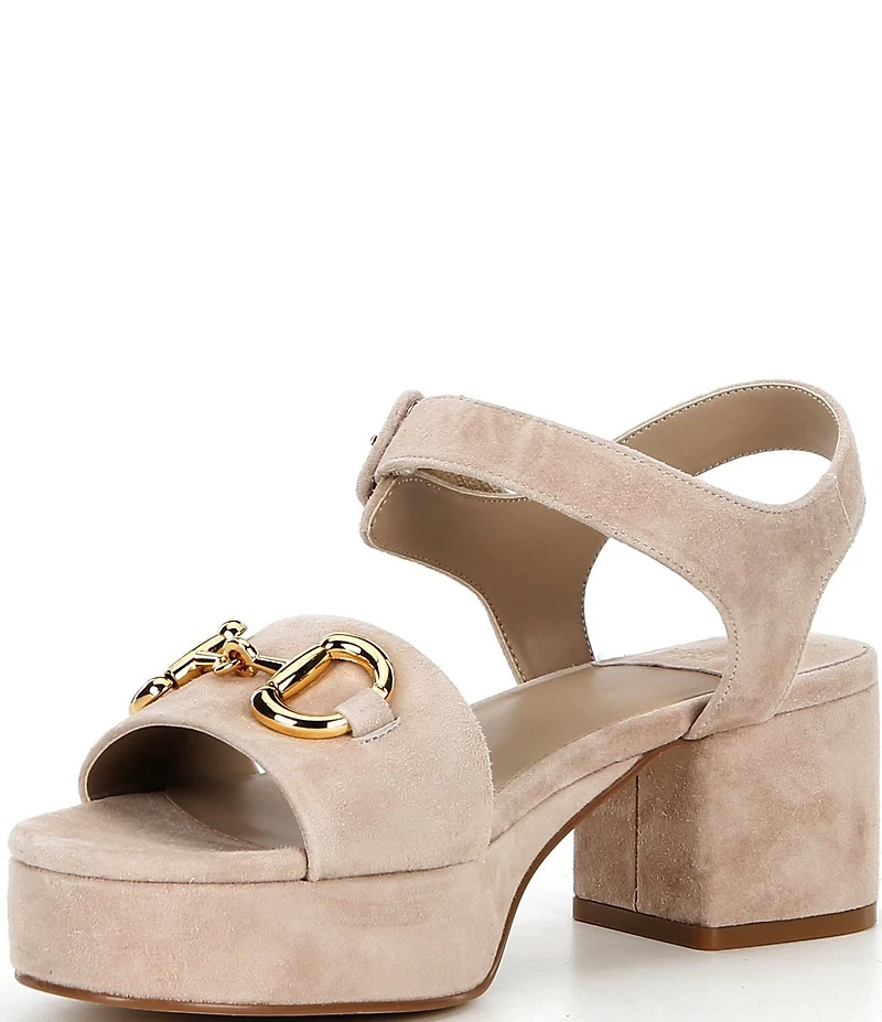 Jeffrey Campbell Timeless Suede Block Heel Platform Bit Buckle Sandals