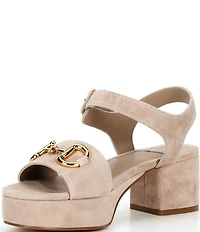 Jeffrey Campbell Timeless Suede Block Heel Platform Bit Buckle Sandals