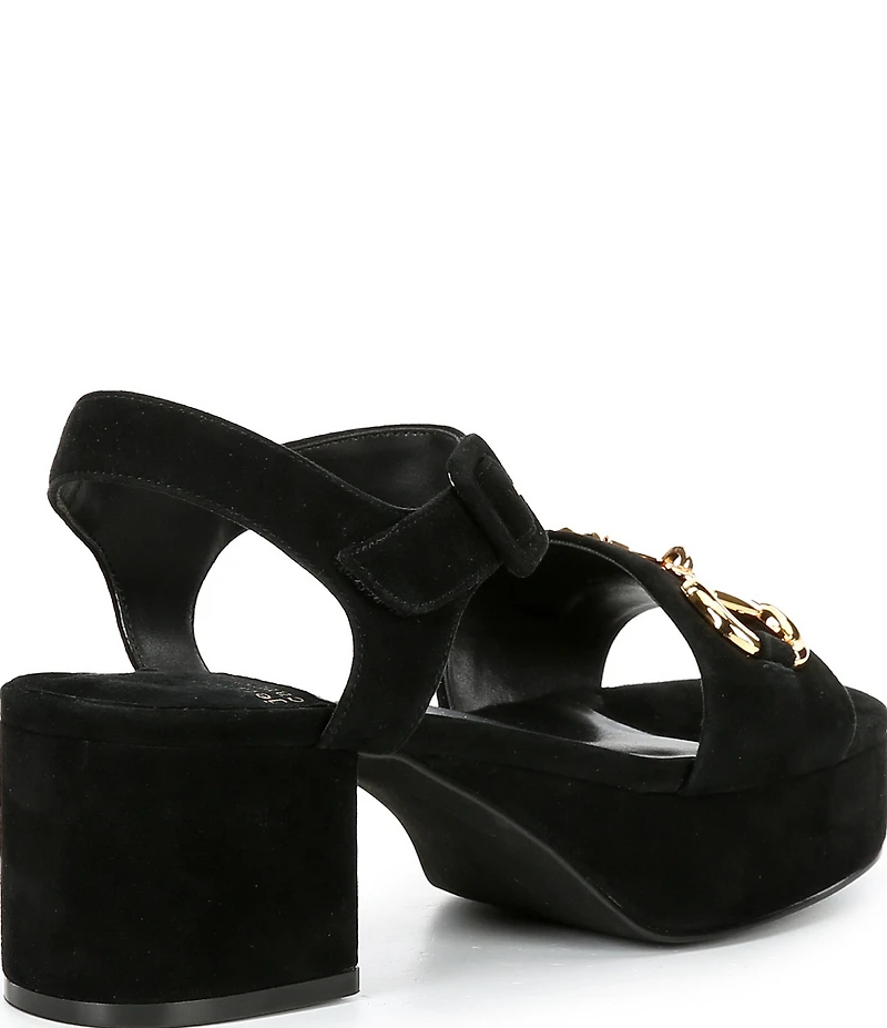 Jeffrey Campbell Timeless Suede Block Heel Platform Bit Buckle Sandals