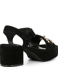 Jeffrey Campbell Timeless Suede Block Heel Platform Bit Buckle Sandals