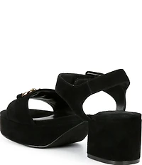 Jeffrey Campbell Timeless Suede Block Heel Platform Bit Buckle Sandals