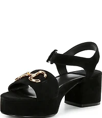 Jeffrey Campbell Timeless Suede Block Heel Platform Bit Buckle Sandals
