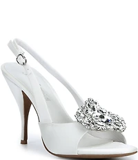 Jeffrey Campbell Triomphe Satin Jeweled Ornament Slingback Dress Sandals