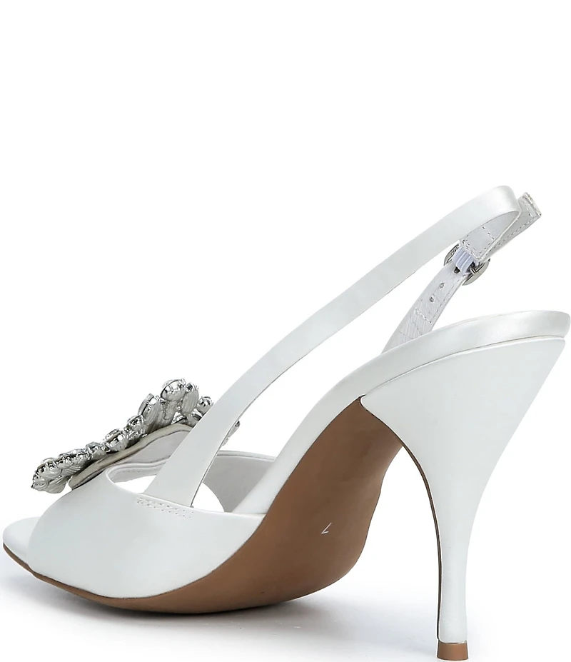 Jeffrey Campbell Triomphe Satin Jeweled Ornament Slingback Dress Sandals