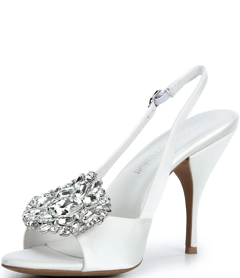 Jeffrey Campbell Triomphe Satin Jeweled Ornament Slingback Dress Sandals