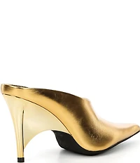 Jeffrey Campbell Vader Metallic Leather Sculpted Heel Dress Mules