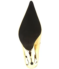 Jeffrey Campbell Vader Metallic Leather Sculpted Heel Dress Mules