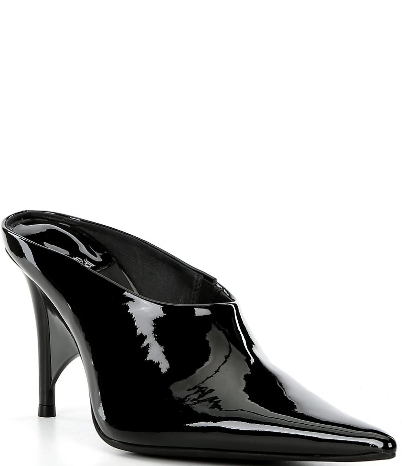 Jeffrey Campbell Vader Patent Leather Sculpted Heel Dress Mules