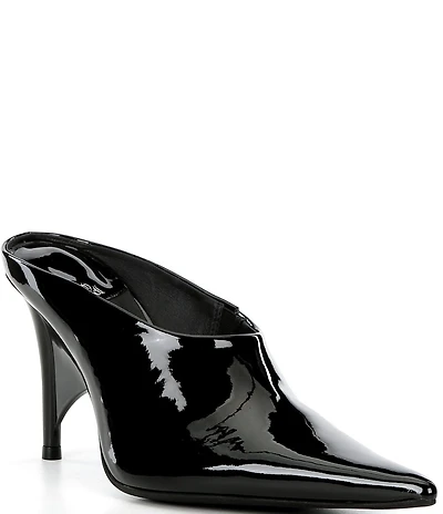 Jeffrey Campbell Vader Patent Leather Sculpted Heel Dress Mules