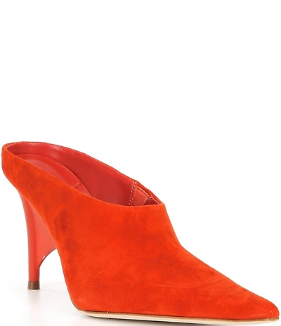 Jeffrey Campbell Vader Suede Sculpted Heel Dress Mules