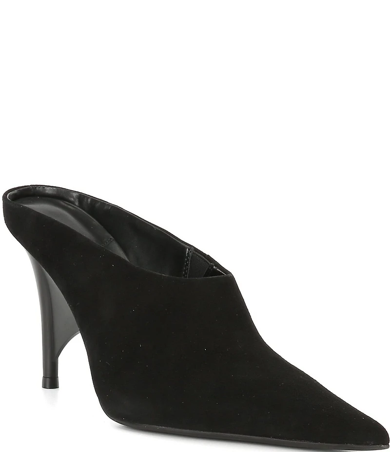 Jeffrey Campbell Vader Suede Sculpted Heel Dress Mules