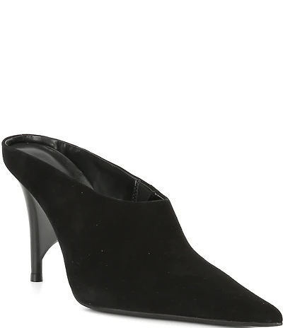 Jeffrey Campbell Vader Suede Sculpted Heel Dress Mules