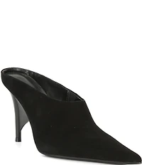 Jeffrey Campbell Vader Suede Sculpted Heel Dress Mules