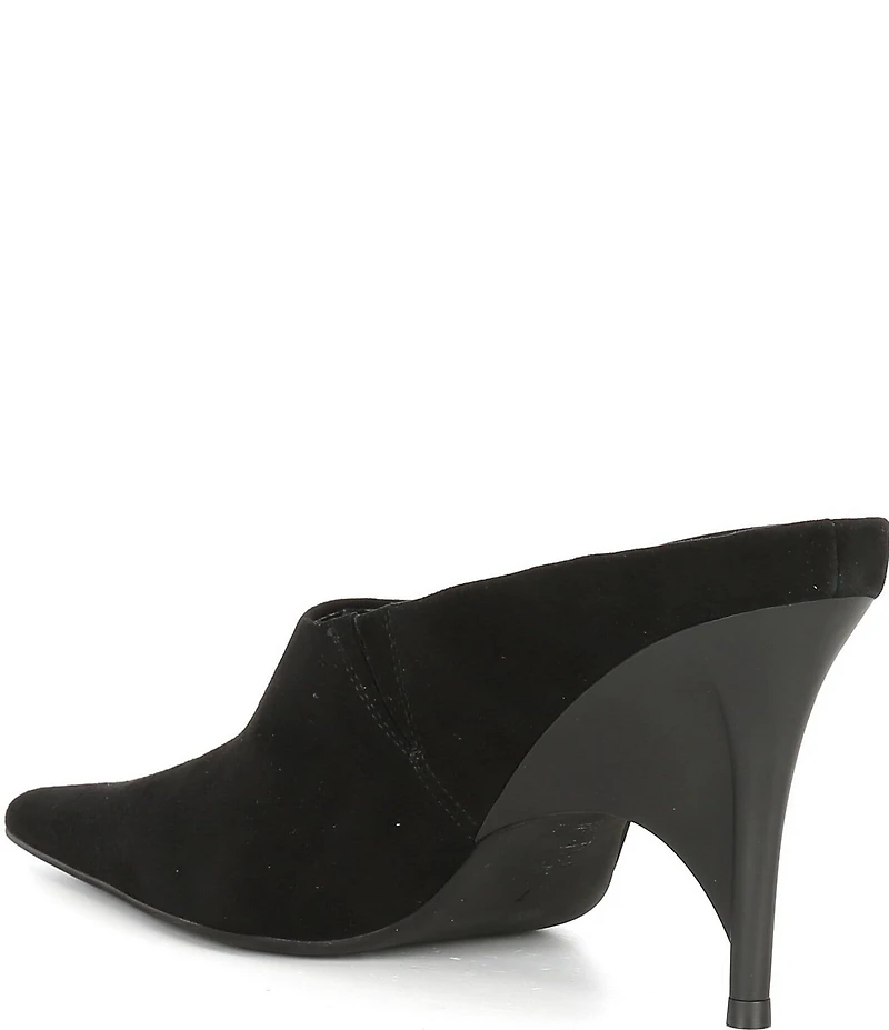Jeffrey Campbell Vader Suede Sculpted Heel Dress Mules