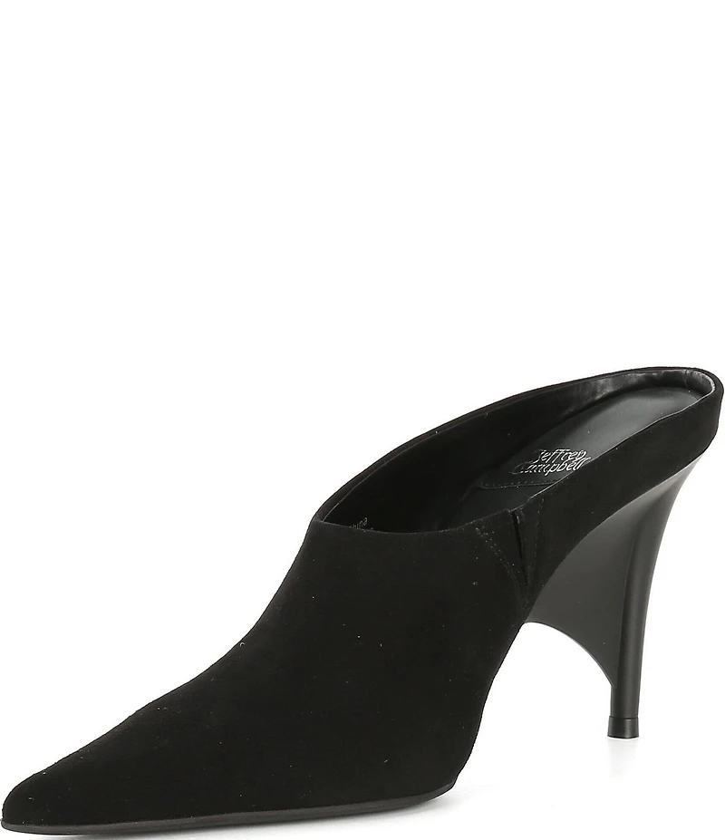 Jeffrey Campbell Vader Suede Sculpted Heel Dress Mules