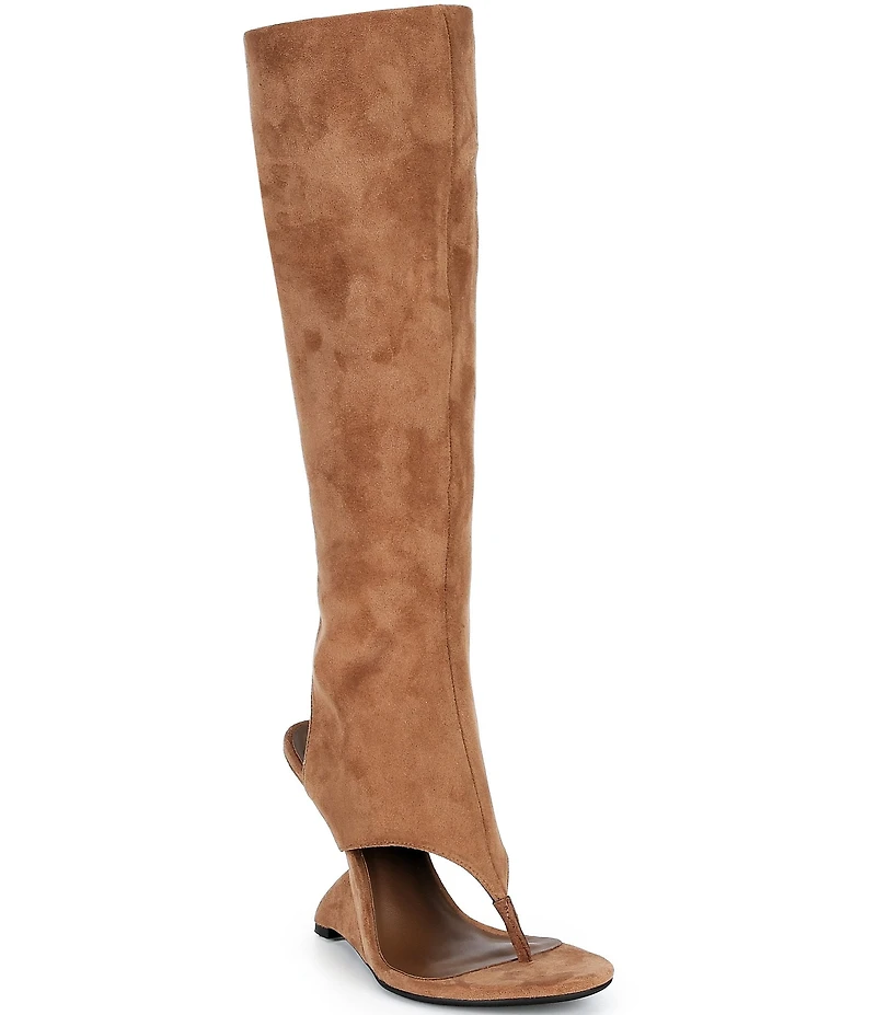Jeffrey Campbell What's Up Suede Thong Gladiator Wedge Tall Boots