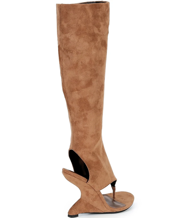 Jeffrey Campbell What's Up Suede Thong Gladiator Wedge Tall Boots