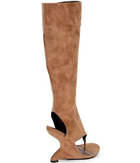 Jeffrey Campbell What's Up Suede Thong Gladiator Wedge Tall Boots