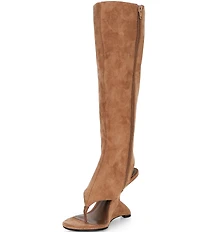Jeffrey Campbell What's Up Suede Thong Gladiator Wedge Tall Boots