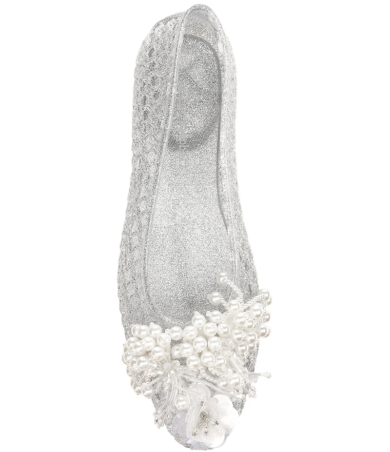 Jeffrey Campbell Whimzy Glitter Pearl Jelly Flats