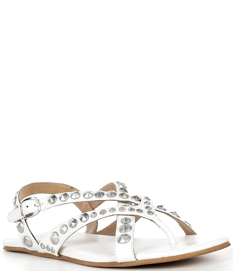 Jeffrey Campbell Xanthe Leather Studded Thong Flat Sandals