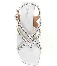 Jeffrey Campbell Xanthe Leather Studded Thong Flat Sandals