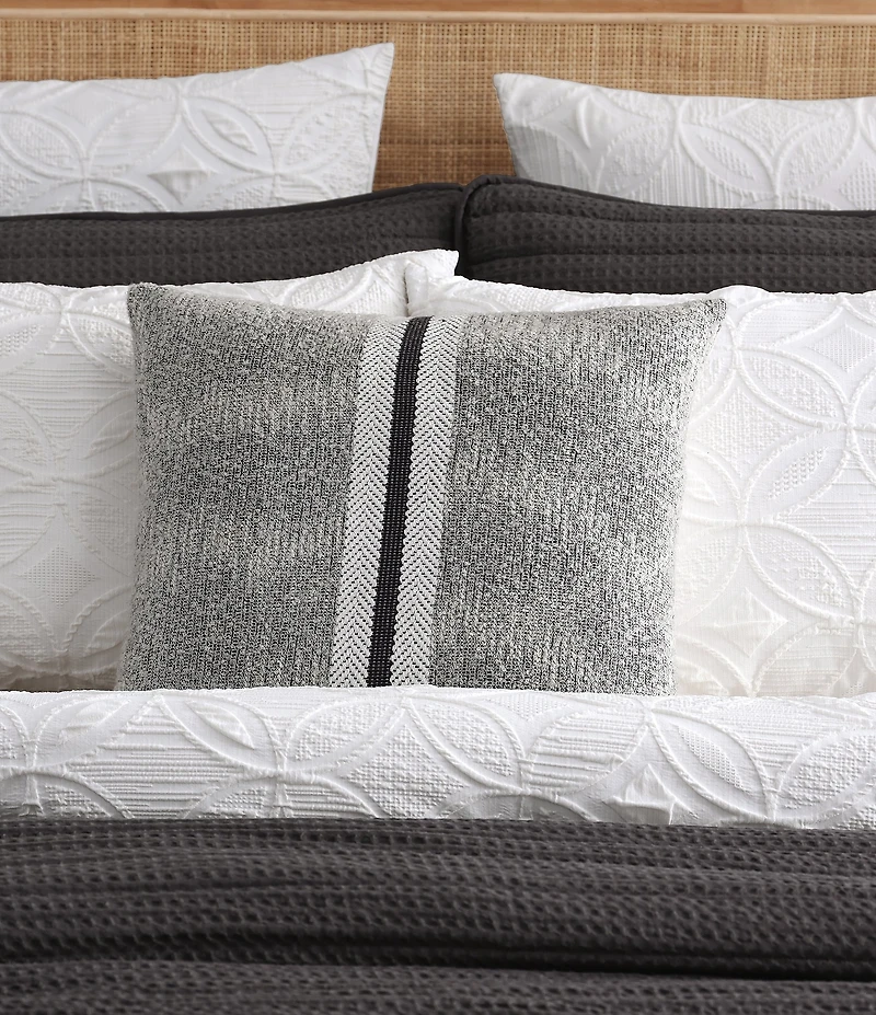 Jennifer Adams Strata Woven Bold Textured Stripe Decorative Square Pillow