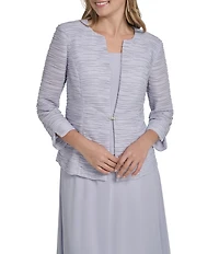 Jessica Howard 3/4 Sleeve Boat Neck Metallic Weave 2-Piece Jacket Dress