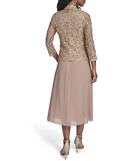 Jessica Howard 3/4 Sleeve Scoop Neck Soutache Mesh 2-Piece Jacket Dress