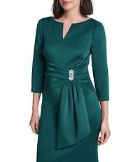 Jessica Howard 3/4 Sleeve V Neck Ruched Waistband Long Dress