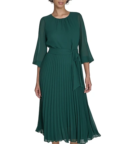 Jessica Howard Balloon Sleeve Pleated Midi Dress
