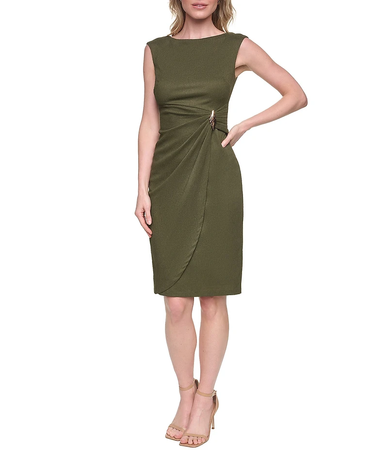 Jessica Howard Boat Neck Cap Sleeve Crinkle Knit Dress
