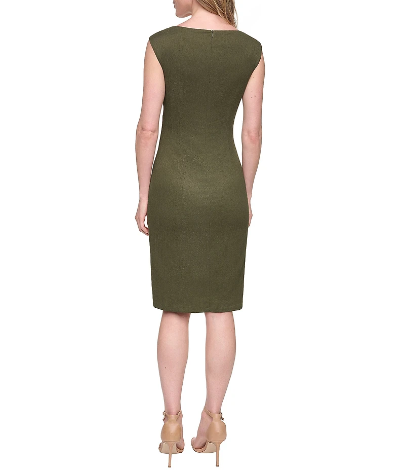 Jessica Howard Boat Neck Cap Sleeve Crinkle Knit Dress