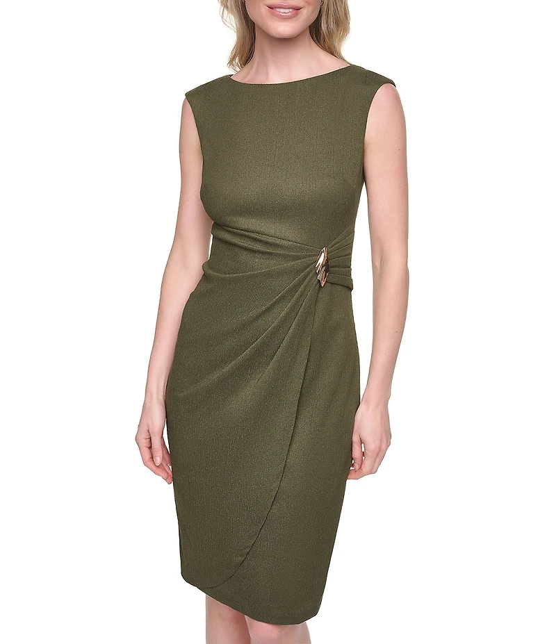 Jessica Howard Boat Neck Cap Sleeve Crinkle Knit Dress
