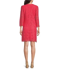 Jessica Howard Crochet Lace V-Neck Bell Sleeve Shift Dress
