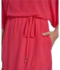 Jessica Howard Dolman Sleeve Asymmetrical Flounce Blouson Dress