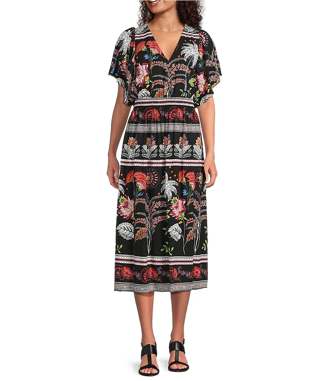 Jessica Howard Fiesta Print Smocked Waist Midi Dress at CoolSprings Galleria in Franklin, TN Jessica Howard Fiesta Print Smocked Waist Midi Dress at CoolSprings Galleria in Franklin, TN