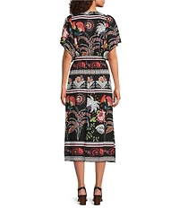 Jessica Howard Fiesta Print Smocked Waist Midi Dress